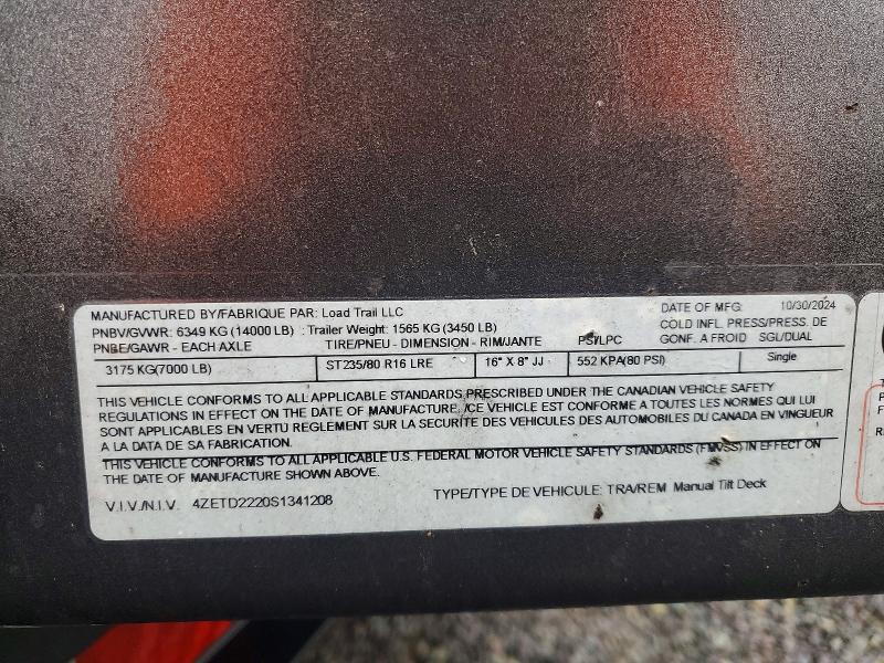 Продаж на аукціоні авто 2025 Load Trail Unknown, vin: 4ZETD2220S1341208, номер лоту: 53328916