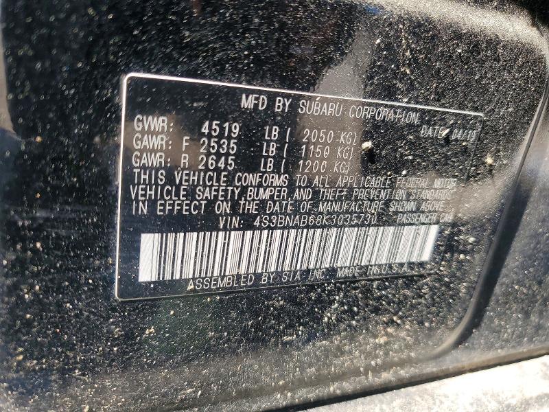 53821596 :رقم المزاد ، 4S3BNAB68K3035730 vin ، 2019 Subaru Legacy مزاد بيع