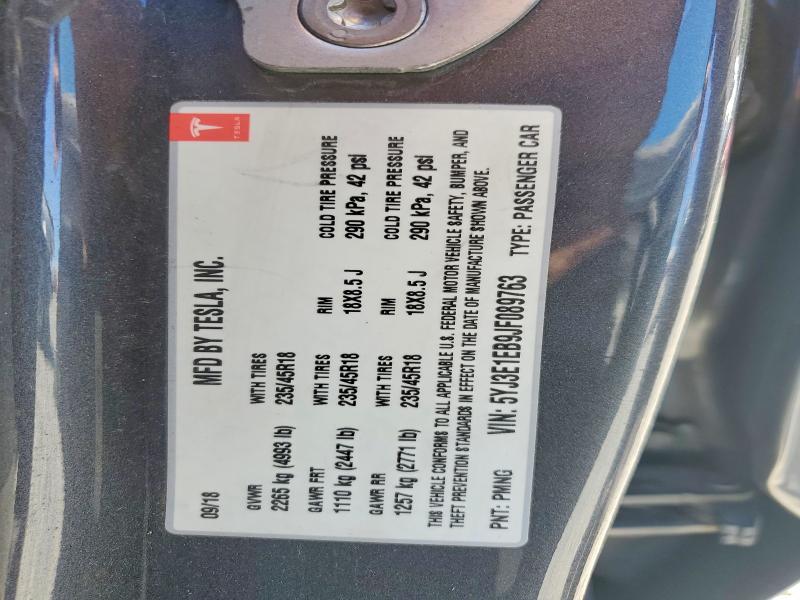55543806 :رقم المزاد ، 5YJ3E1EB9JF089763 vin ، 2018 Tesla Model 3 مزاد بيع