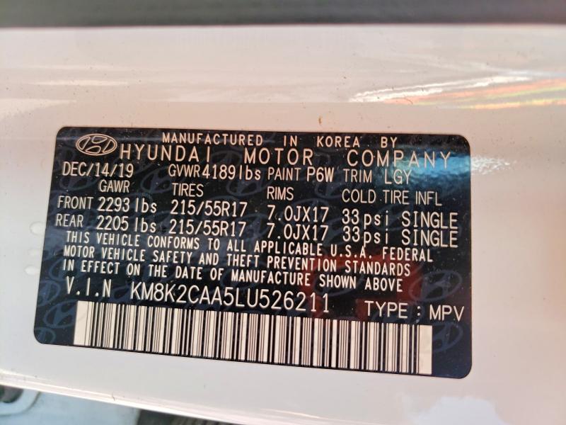 2020 Hyundai Kona მანქანა იყიდება აუქციონზე, vin: KM8K2CAA5LU526211, აუქციონის ნომერი: 51679506