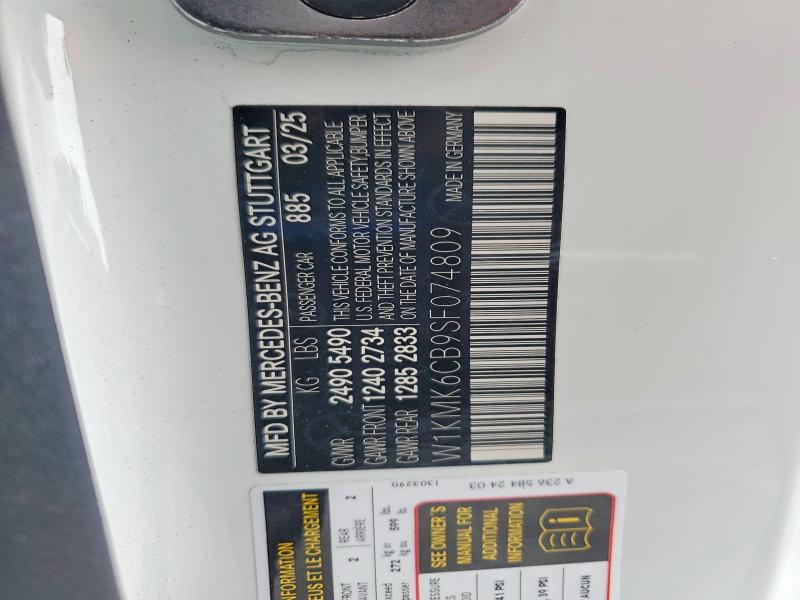 Aukcja sprzedaży 2025 Mercedes-benz Cle, vin: W1KMK6CB9SF074809, numer aukcji: 53648396