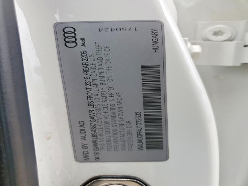 52530366 :رقم المزاد ، WAUAUGFF4J1072633 vin ، 2018 Audi A3 مزاد بيع