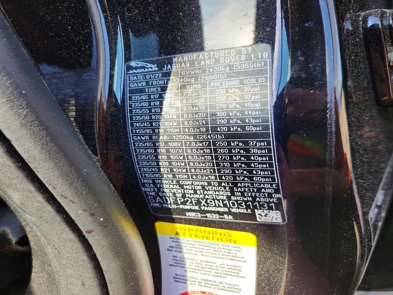 Aukcja sprzedaży 2022 Jaguar E-pace, vin: SADFP2FX9N1031131, numer aukcji: 54188746