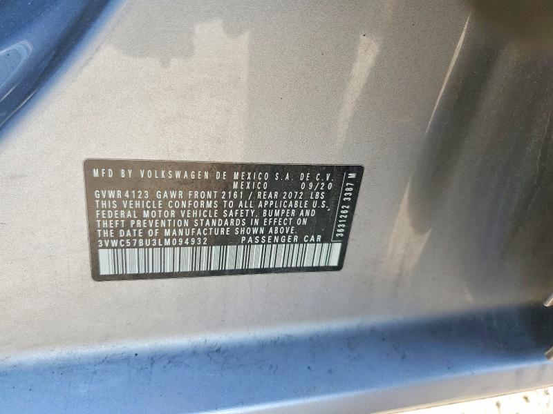 Aukcja sprzedaży 2020 Volkswagen Jetta, vin: 3VWC57BU3LM094932, numer aukcji: 54061176