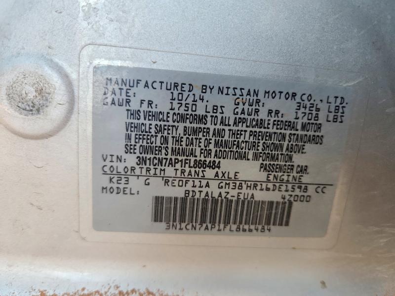 Продаж на аукціоні авто 2015 Nissan Versa, vin: 3N1CN7AP1FL866484, номер лоту: 53237516