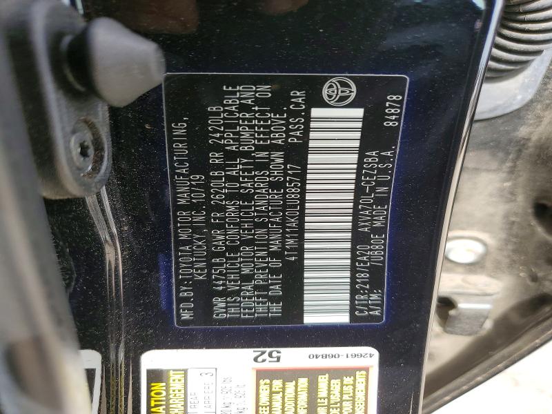 Aukcja sprzedaży 2020 Toyota Camry, vin: 4T1M11AK0LU885717, numer aukcji: 53748246
