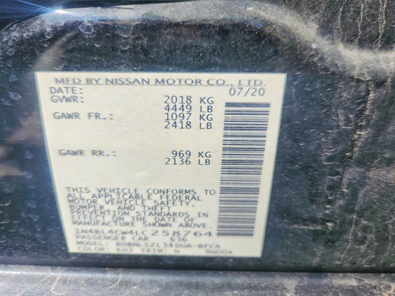 Aukcja sprzedaży 2020 Nissan Altima, vin: 1N4BL4CW4LC258764, numer aukcji: 55350176
