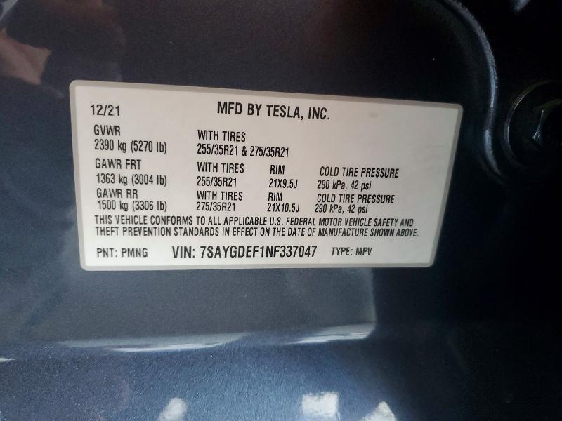 Aukcja sprzedaży 2022 Tesla Model Y, vin: 7SAYGDEF1NF337047, numer aukcji: 54285776