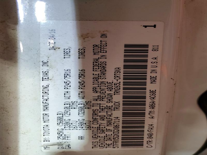 62547036 :رقم المزاد ، 5TFRX5GN3GX067114 vin ، 2016 Toyota Tacoma مزاد بيع