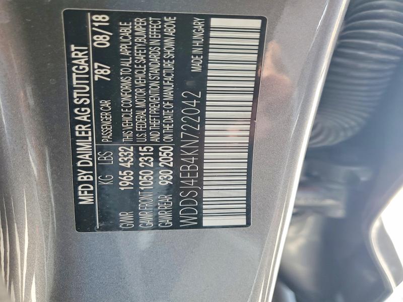 Aukcja sprzedaży 2019 Mercedes-benz Cla, vin: WDDSJ4EB4KN722042, numer aukcji: 53939676