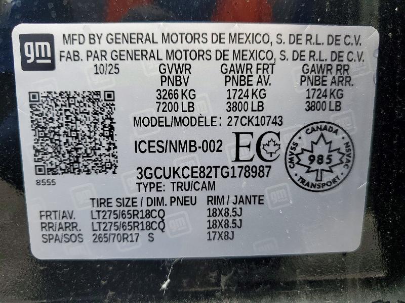 Aukcja sprzedaży 2026 Chevrolet Silverado, vin: 3GCUKCE82TG178987, numer aukcji: 53545446