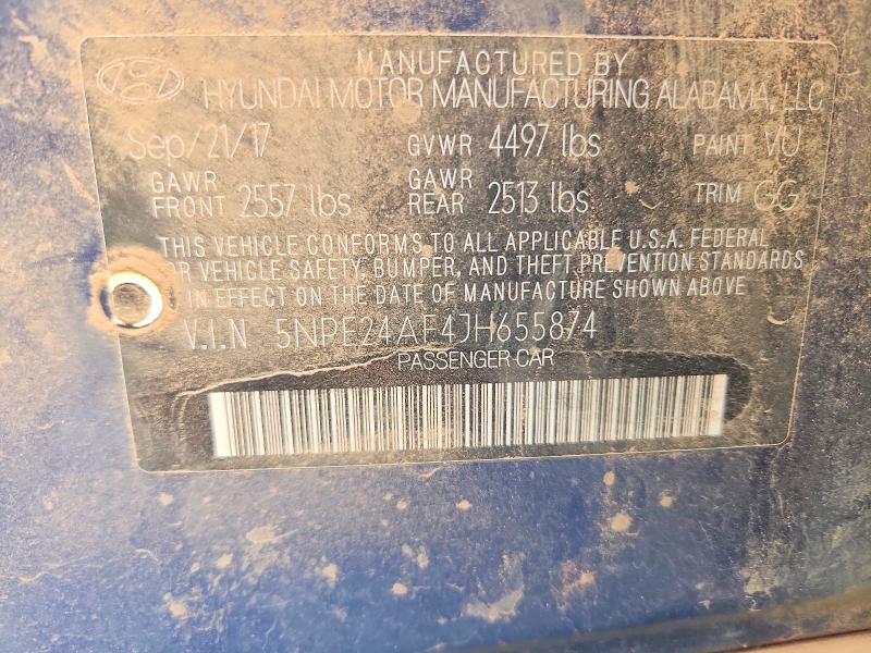 54631636 :رقم المزاد ، 5NPE24AF4JH655874 vin ، 2018 Hyundai Sonata مزاد بيع