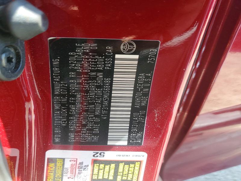 Продажа на аукционе авто 2021 Toyota Camry, vin: 4T1F31AK5MU568486, номер лота: 54845286