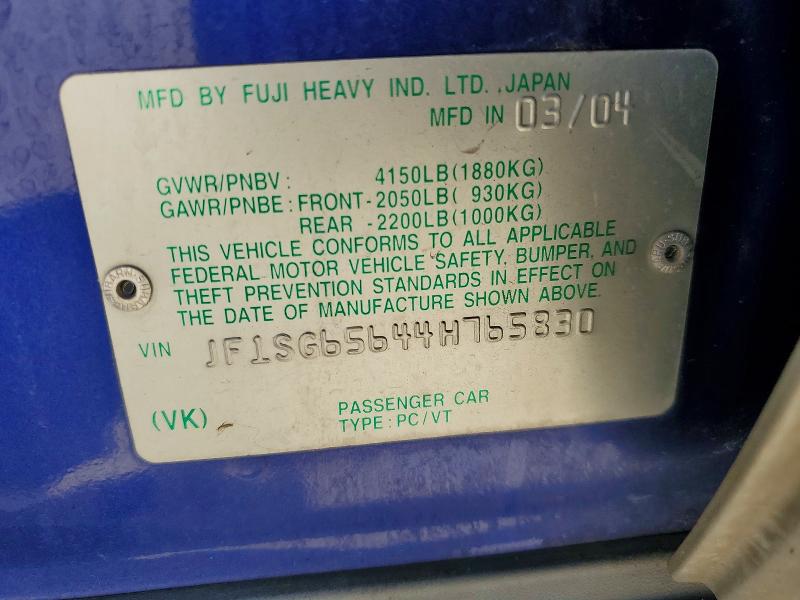 Продажа на аукционе авто 2004 Subaru Forester, vin: JF1SG65644H765830, номер лота: 53775266