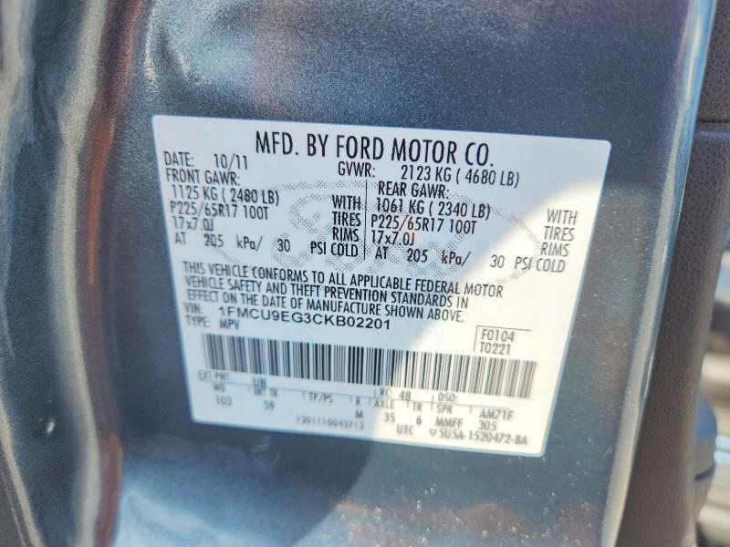 Aukcja sprzedaży 2012 Ford Escape, vin: 1FMCU9EG3CKB02201, numer aukcji: 53284486