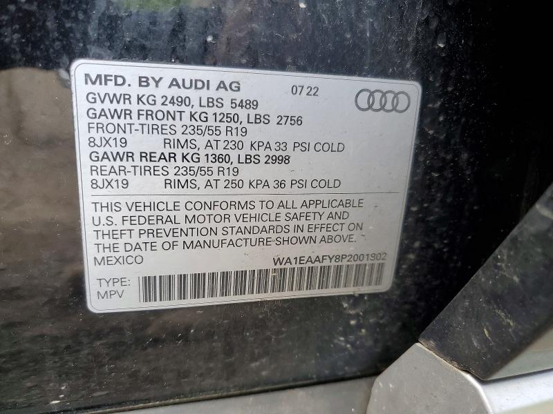 2023 Audi Q5 მანქანა იყიდება აუქციონზე, vin: WA1EAAFY8P2001802, აუქციონის ნომერი: 55102536