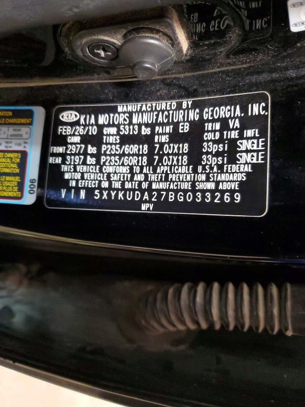 Продажа на аукционе авто 2011 Kia Sorento, vin: 5XYKUDA27BG033269, номер лота: 54830186