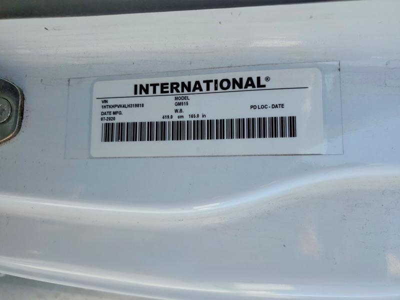 53047176 :رقم المزاد ، 1HTKHPVK4LH319818 vin ، 2020 Gm Medium Duty/box Trucks مزاد بيع