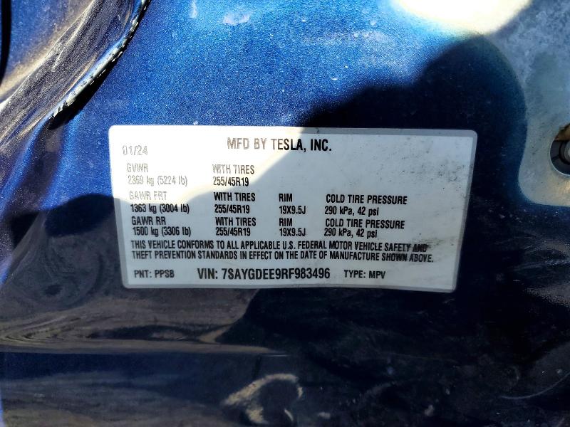 Продаж на аукціоні авто 2024 Tesla Model Y, vin: 7SAYGDEE9RF983496, номер лоту: 53243016