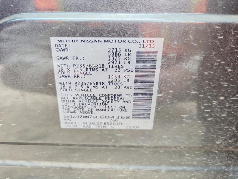 Aukcja sprzedaży 2016 Nissan Pathfinder, vin: 5N1AR2MN7GC604368, numer aukcji: 54723016