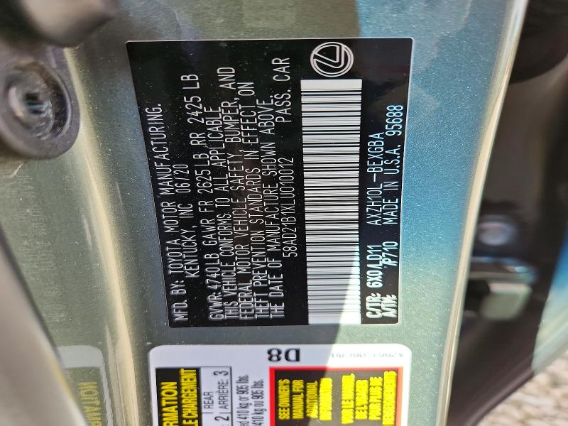 Aukcja sprzedaży 2020 Lexus Es, vin: 58AD21B1XLU010012, numer aukcji: 54549636