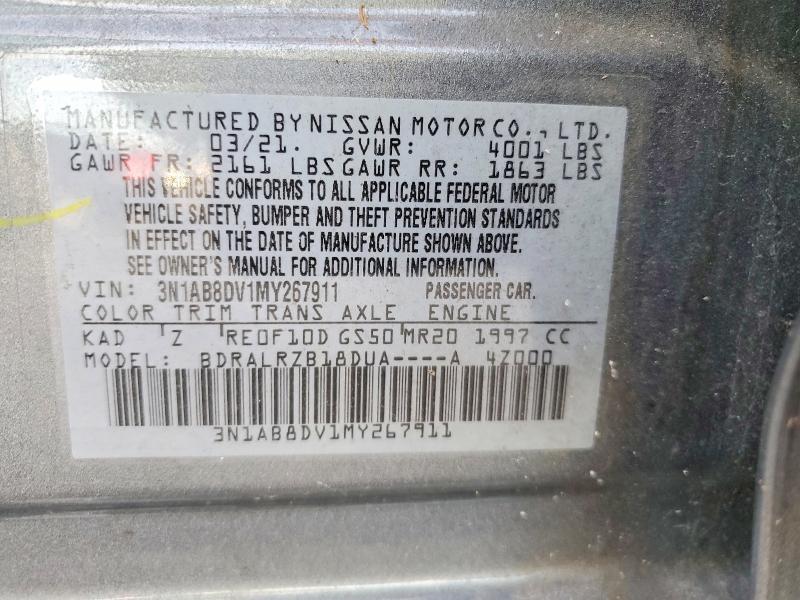 Aukcja sprzedaży 2021 Nissan Sentra, vin: 3N1AB8DV1MY267911, numer aukcji: 50591736
