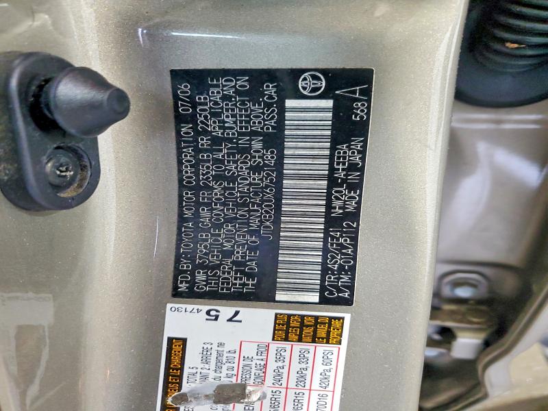 Aukcja sprzedaży 2006 Toyota Prius, vin: JTDKB20UX67521485, numer aukcji: 54583726