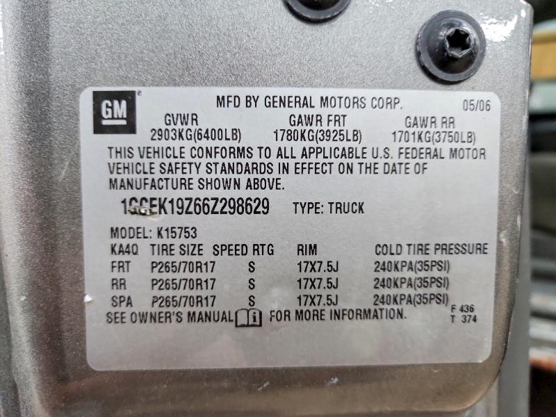 52165316 :رقم المزاد ، 1GCEK19Z66Z298629 vin ، 2006 Chevrolet Silverado مزاد بيع