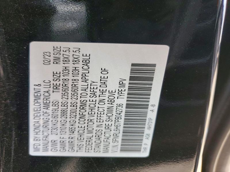 Продаж на аукціоні авто 2023 Honda Odyssey, vin: 5FNRL6H67PB042736, номер лоту: 55546616