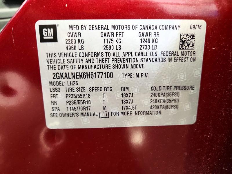 2017 Gmc Terrain მანქანა იყიდება აუქციონზე, vin: 2GKALNEK6H6177100, აუქციონის ნომერი: 55555586