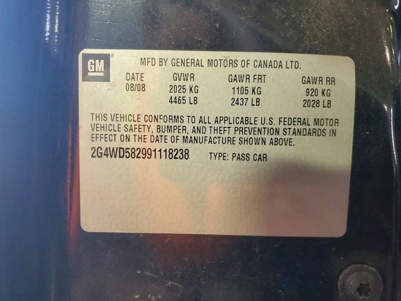 2009 Buick Lacrosse მანქანა იყიდება აუქციონზე, vin: 2G4WD582991118238, აუქციონის ნომერი: 53356336