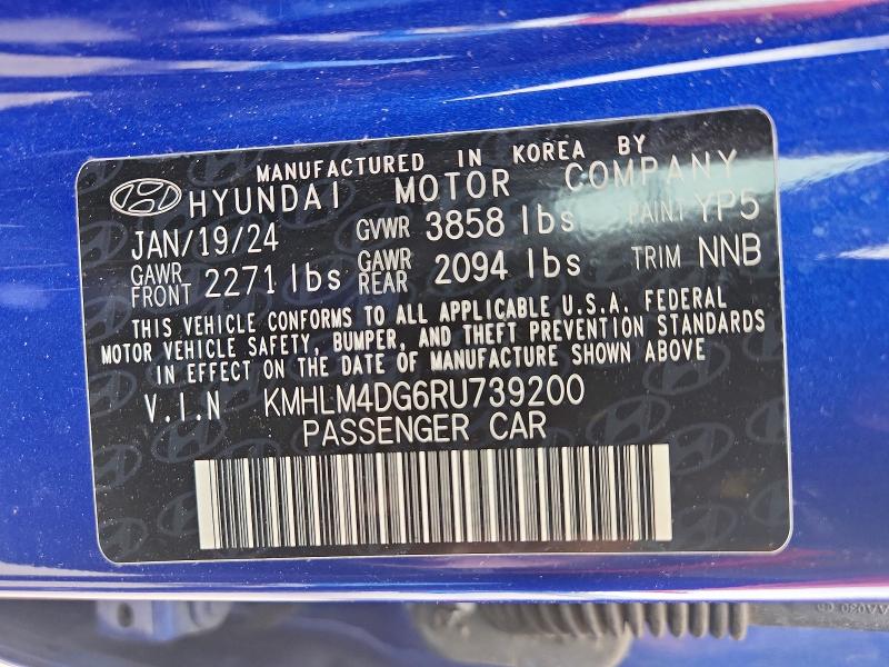 Продаж на аукціоні авто 2024 Hyundai Elantra, vin: KMHLM4DG6RU739200, номер лоту: 53122016
