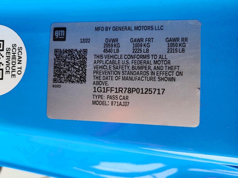 Aukcja sprzedaży 2023 Chevrolet Camaro, vin: 1G1FF1R78P0125717, numer aukcji: 52227966