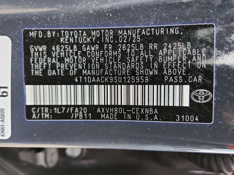 Продажа на аукционе авто 2025 Toyota Camry, vin: 4T1DAACK9SU125958, номер лота: 53066346