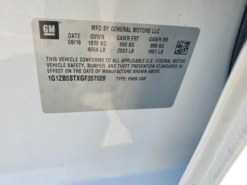 Aukcja sprzedaży 2016 Chevrolet Malibu, vin: 1G1ZB5STXGF357028, numer aukcji: 53937756
