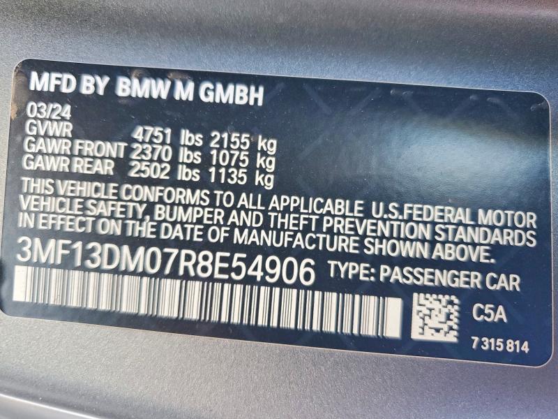 Продажа на аукционе авто 2024 Bmw M2, vin: 3MF13DM07R8E54906, номер лота: 47882246
