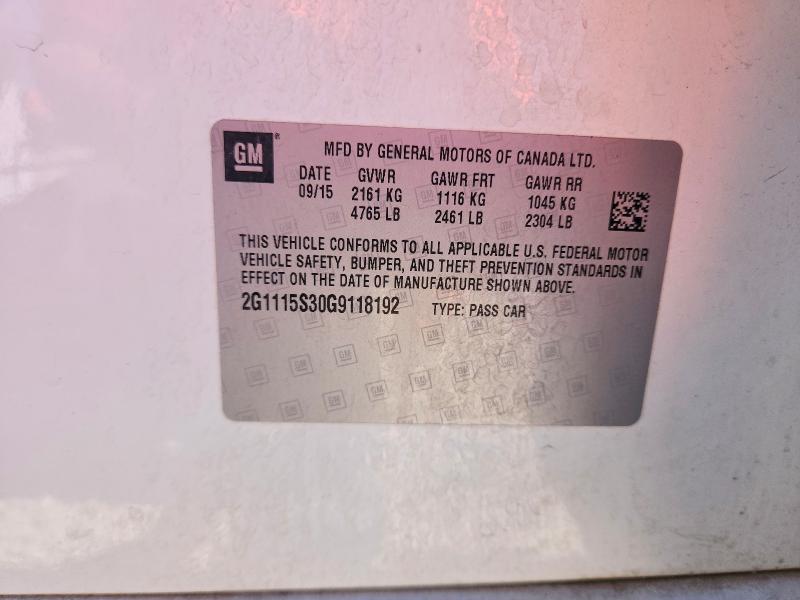 Продаж на аукціоні авто 2016 Chevrolet Impala, vin: 2G1115S30G9118192, номер лоту: 53600906