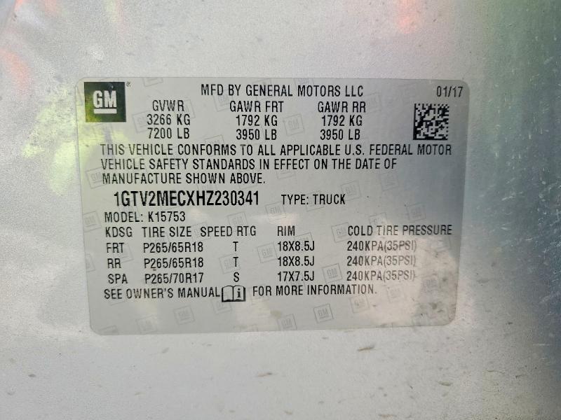 Продажа на аукционе авто 2017 Gmc Sierra, vin: 1GTV2MECXHZ230341, номер лота: 52889476