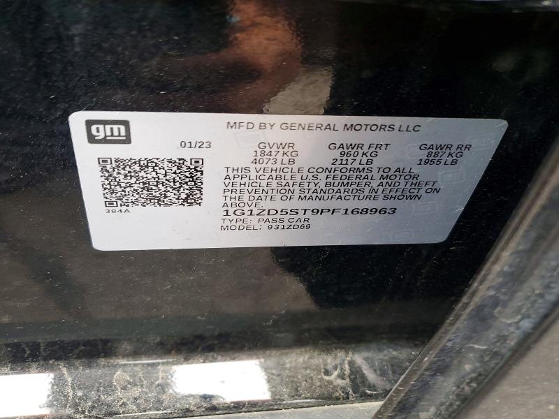 Продажа на аукционе авто 2023 Chevrolet Malibu, vin: 1G1ZD5ST9PF168963, номер лота: 53268096