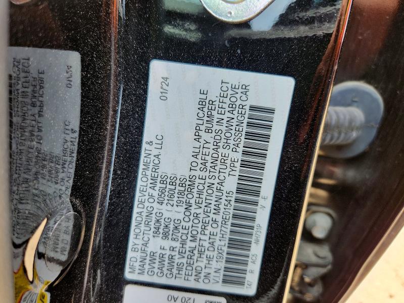 53621126 :رقم المزاد ، 19XFL1H77RE015415 vin ، 2024 Honda Civic مزاد بيع