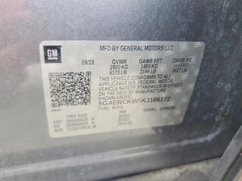 53107126 :رقم المزاد ، 5GAERCKW5KJ166172 vin ، 2019 Buick Enclave مزاد بيع