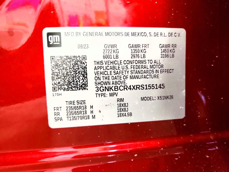 2024 Chevrolet Blazer მანქანა იყიდება აუქციონზე, vin: 3GNKBCR4XRS155145, აუქციონის ნომერი: 53069926