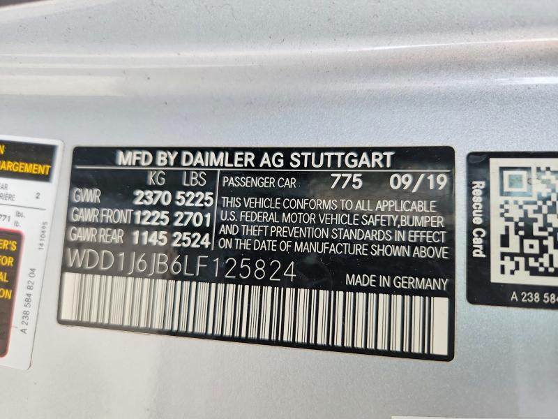 51828776 :رقم المزاد ، WDD1J6JB6LF125824 vin ، 2020 Mercedes-benz E مزاد بيع