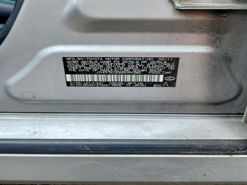 53365996 :رقم المزاد ، JTHCF5C20B5049385 vin ، 2011 Lexus Is مزاد بيع