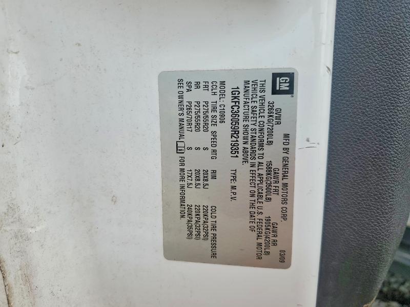 54417756 :رقم المزاد ، 1GKFC36059R219351 vin ، 2009 Gmc Yukon Xl مزاد بيع