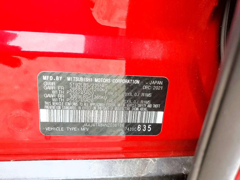 Продажа на аукционе авто 2022 Mitsubishi Outlander, vin: JA4J4TA84NZ036186, номер лота: 53545186