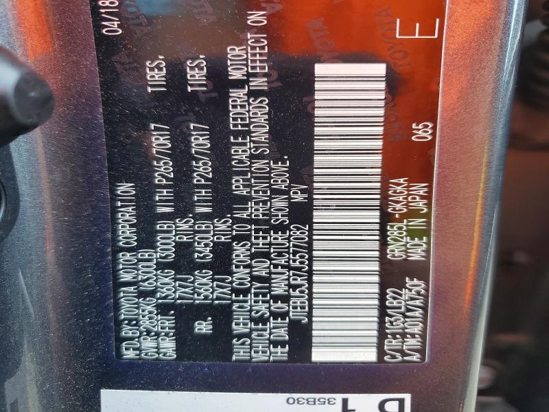 Aukcja sprzedaży 2018 Toyota 4runner, vin: JTEBU5JR7J5577082, numer aukcji: 54984936