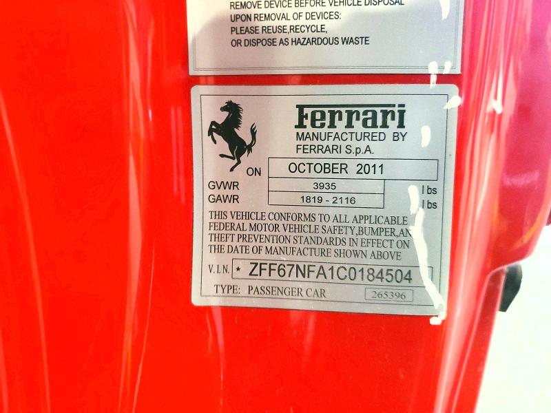 Aukcja sprzedaży 2012 Ferrari 458 Italia, vin: ZFF67NFA1C0184504, numer aukcji: 53099556