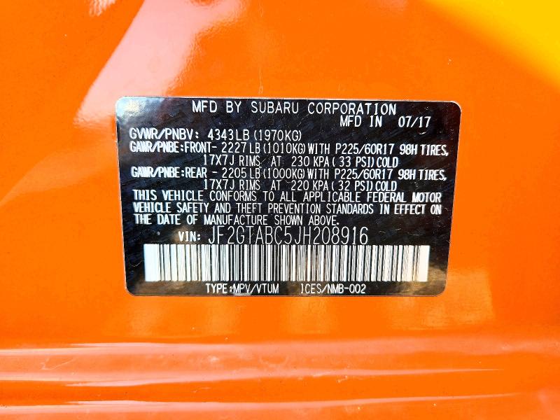 55333316 :رقم المزاد ، JF2GTABC5JH208916 vin ، 2018 Subaru Crosstrek مزاد بيع