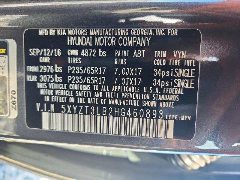 Продажа на аукционе авто 2017 Hyundai Santa Fe Sport, vin: 5XYZT3LB2HG460893, номер лота: 54451056